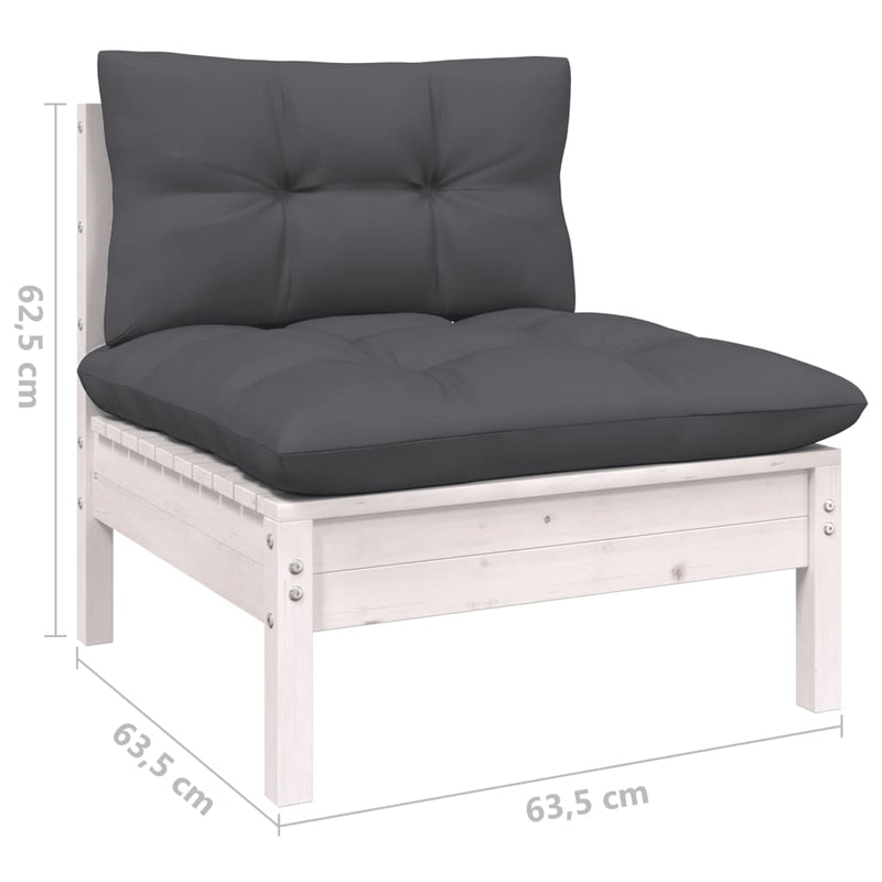 vidaXL 3-Seater Garden Sofa with Anthracite Cushions Solid Pinewood