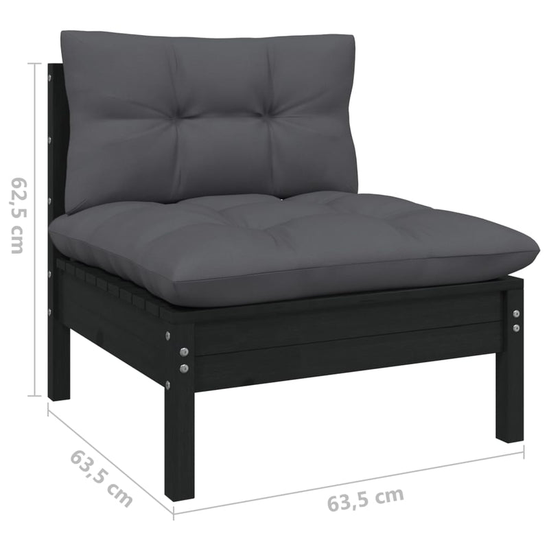 vidaXL 3-Seater Garden Sofa with Anthracite Cushions Solid Pinewood