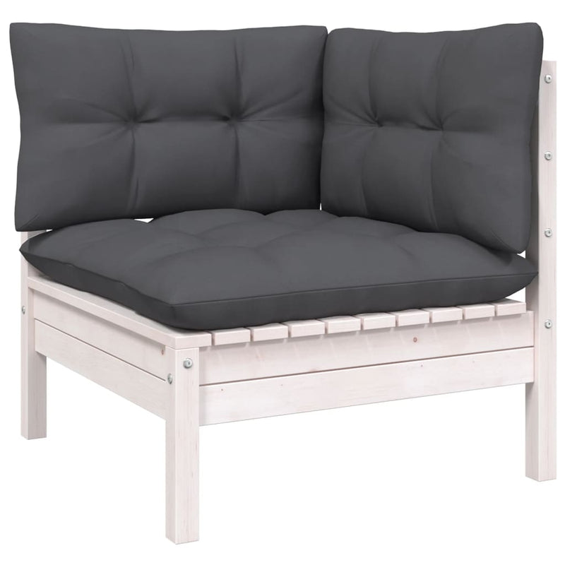 vidaXL 3-Seater Garden Sofa with Anthracite Cushions Solid Pinewood