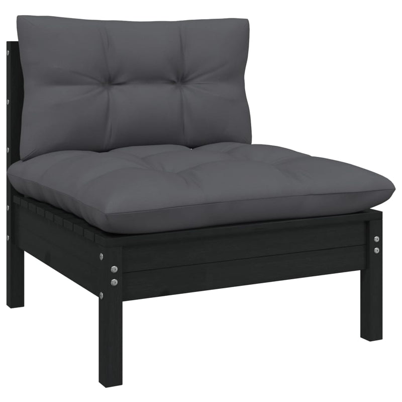 vidaXL 3-Seater Garden Sofa with Anthracite Cushions Solid Pinewood