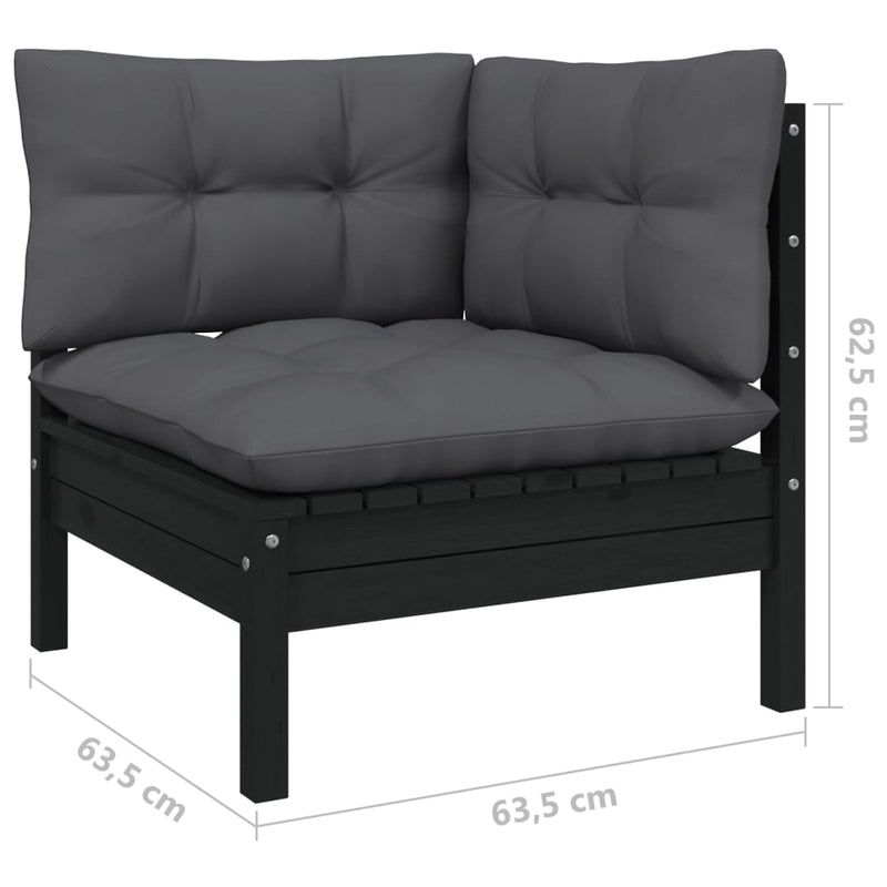 vidaXL 3-Seater Garden Sofa with Anthracite Cushions Solid Pinewood