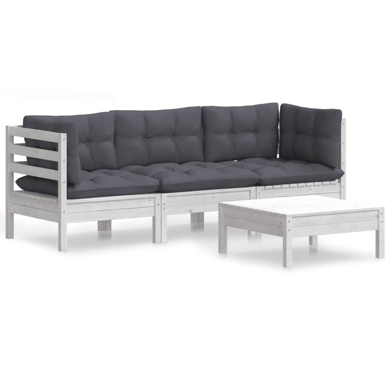vidaXL 4 Piece Garden Lounge Set with Anthracite Cushions Pinewood