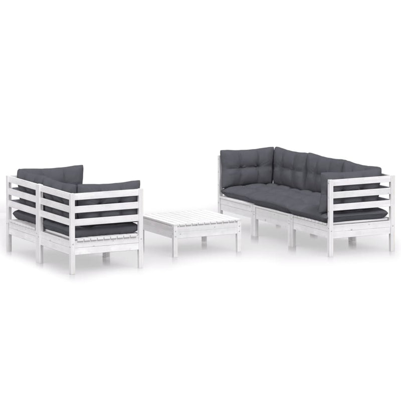 vidaXL 6 Piece Garden Lounge Set with Anthracite Cushions Pinewood