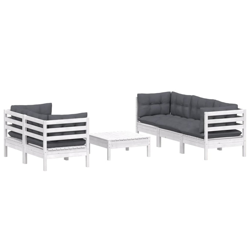 vidaXL 6 Piece Garden Lounge Set with Anthracite Cushions Pinewood