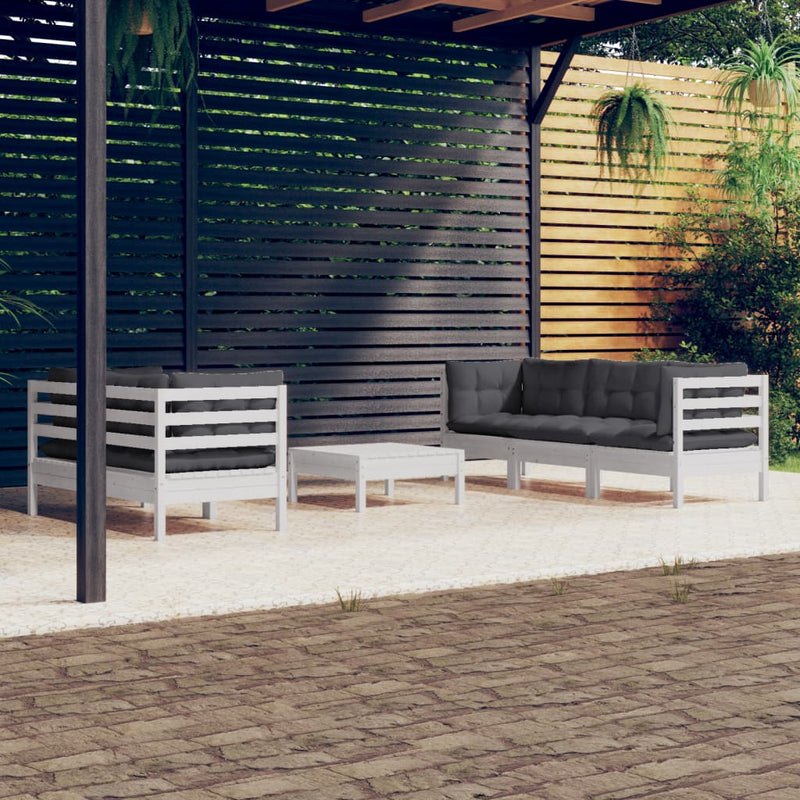 vidaXL 6 Piece Garden Lounge Set with Anthracite Cushions Pinewood