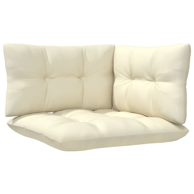 vidaXL 7 Piece Garden Lounge Set with Cream Cushions Pinewood