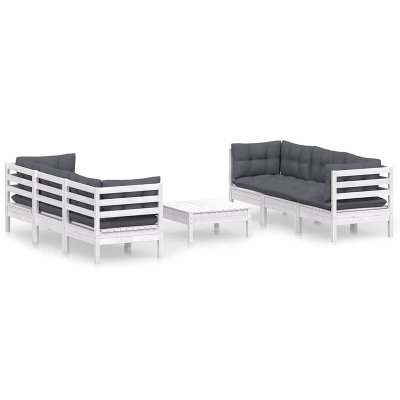 vidaXL 7 Piece Garden Lounge Set with Anthracite Cushions Pinewood