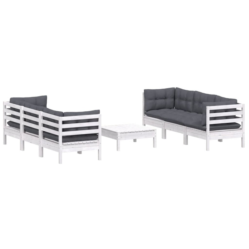 vidaXL 7 Piece Garden Lounge Set with Anthracite Cushions Pinewood