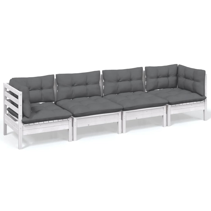 4 Piece Garden Lounge Set with Cushions Solid Pinewood