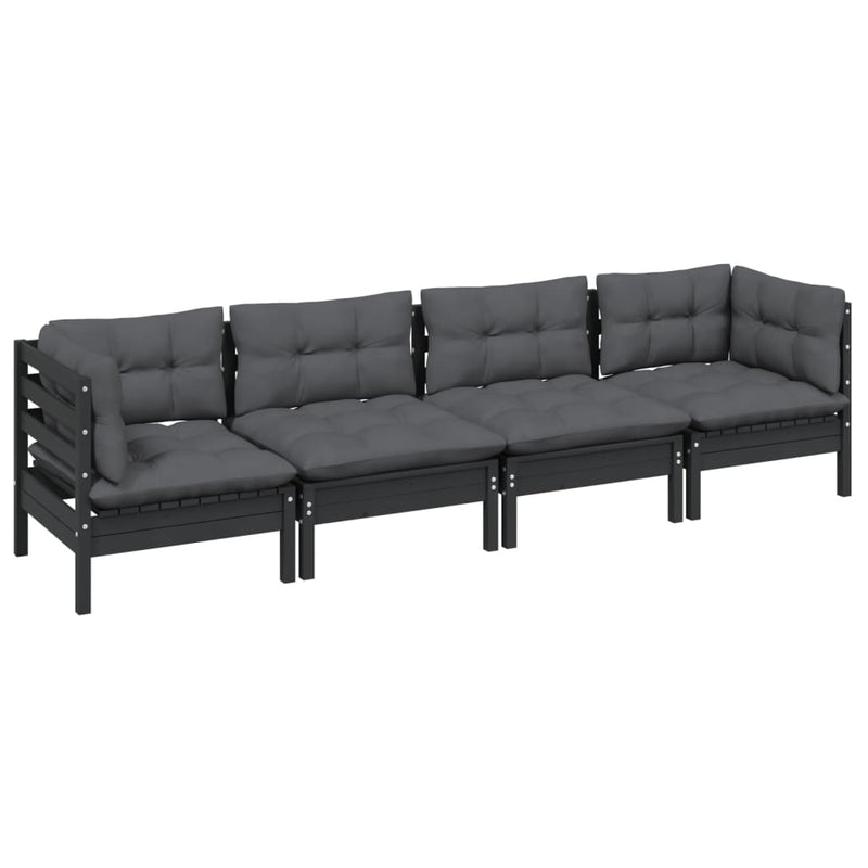 vidaXL 4 Piece Garden Lounge Set with Cushions Solid Pinewood