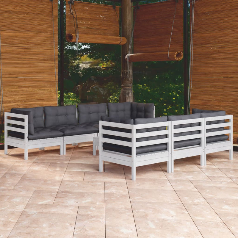 vidaXL 8 Piece Garden Lounge Set with Cushions Solid Pinewood