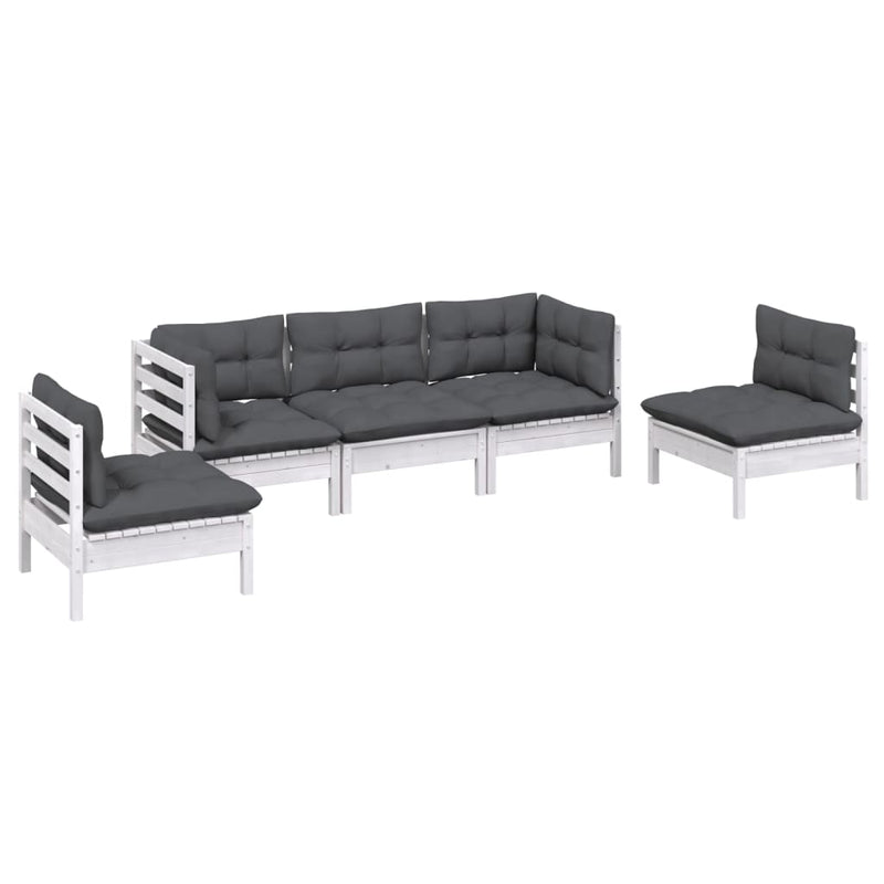 vidaXL 5 Piece Garden Lounge Set with Cushions Solid Pinewood