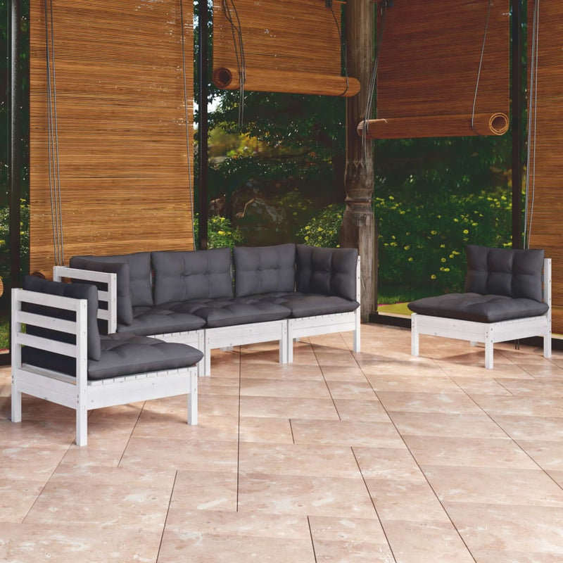 vidaXL 5 Piece Garden Lounge Set with Cushions Solid Pinewood