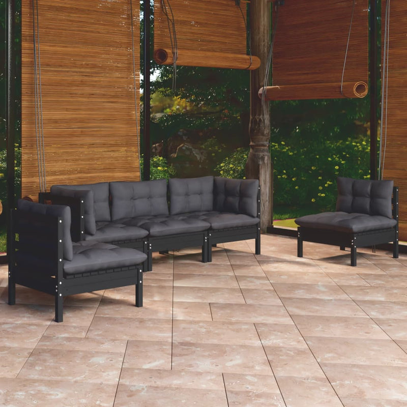 vidaXL 5 Piece Garden Lounge Set with Cushions Solid Pinewood