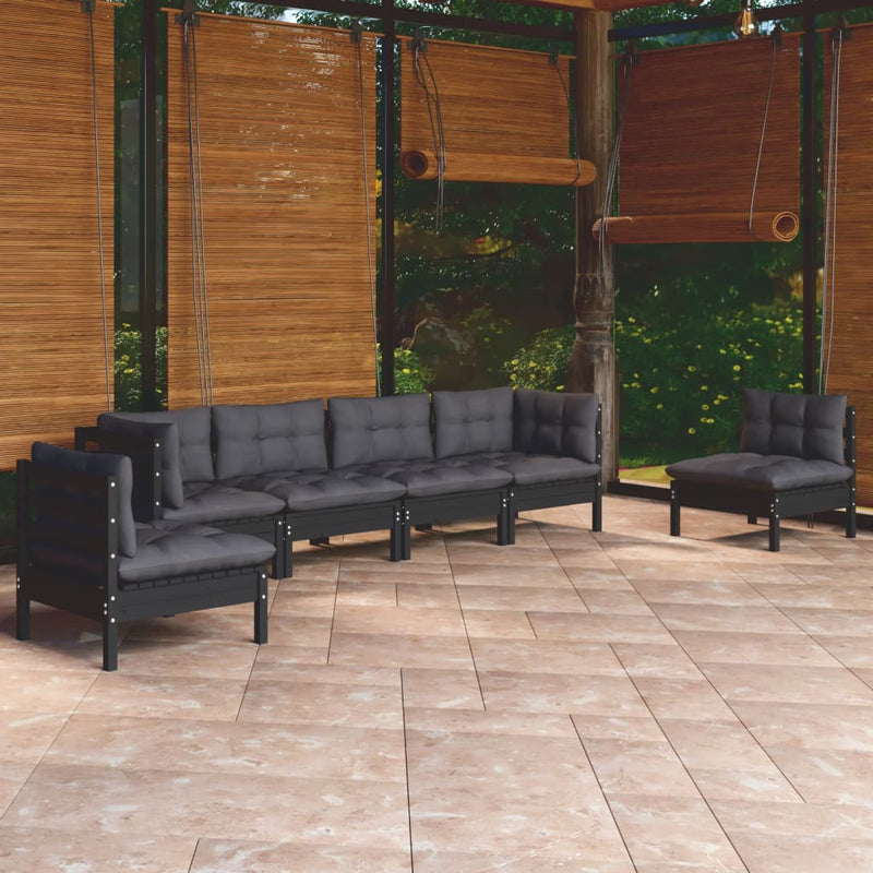 vidaXL 6 Piece Garden Lounge Set with Cushions Solid Pinewood
