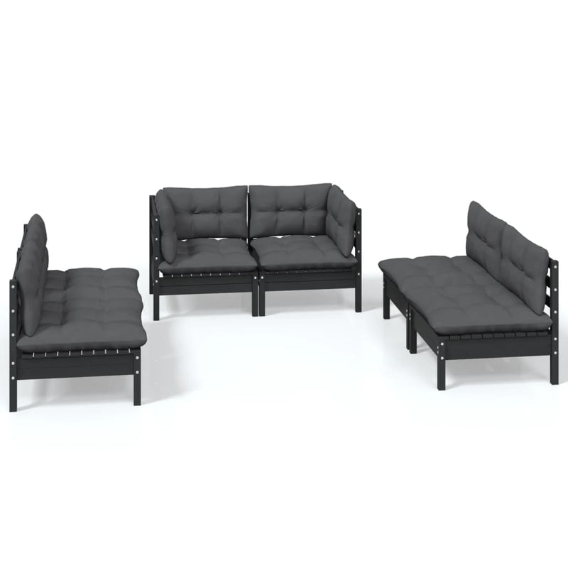 vidaXL 6 Piece Garden Lounge Set with Cushions Solid Pinewood