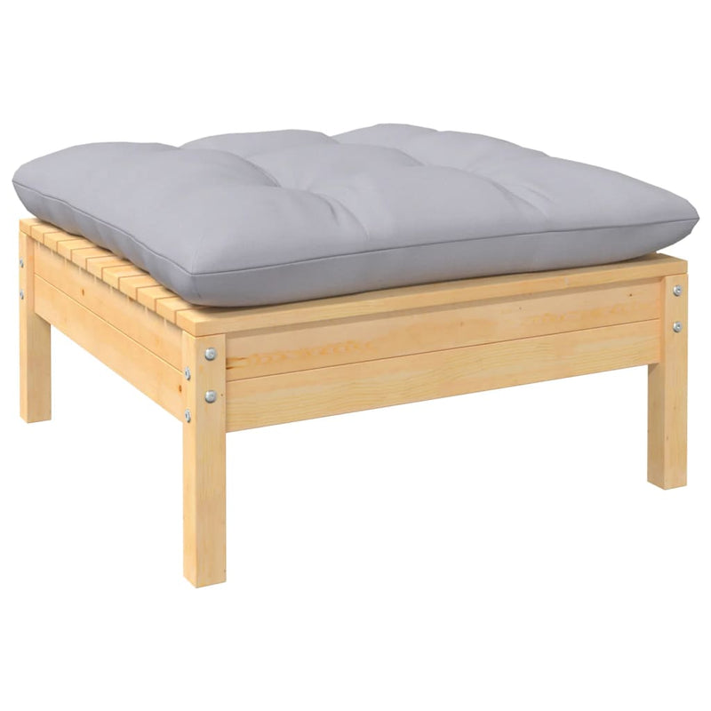 vidaXL 3 Piece Garden Lounge Set with Grey Cushions Solid Wood Pine