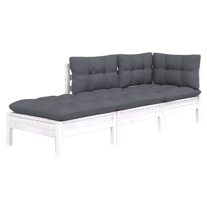 vidaXL 3 Piece Garden Lounge Set with Cushions Solid Wood Pine