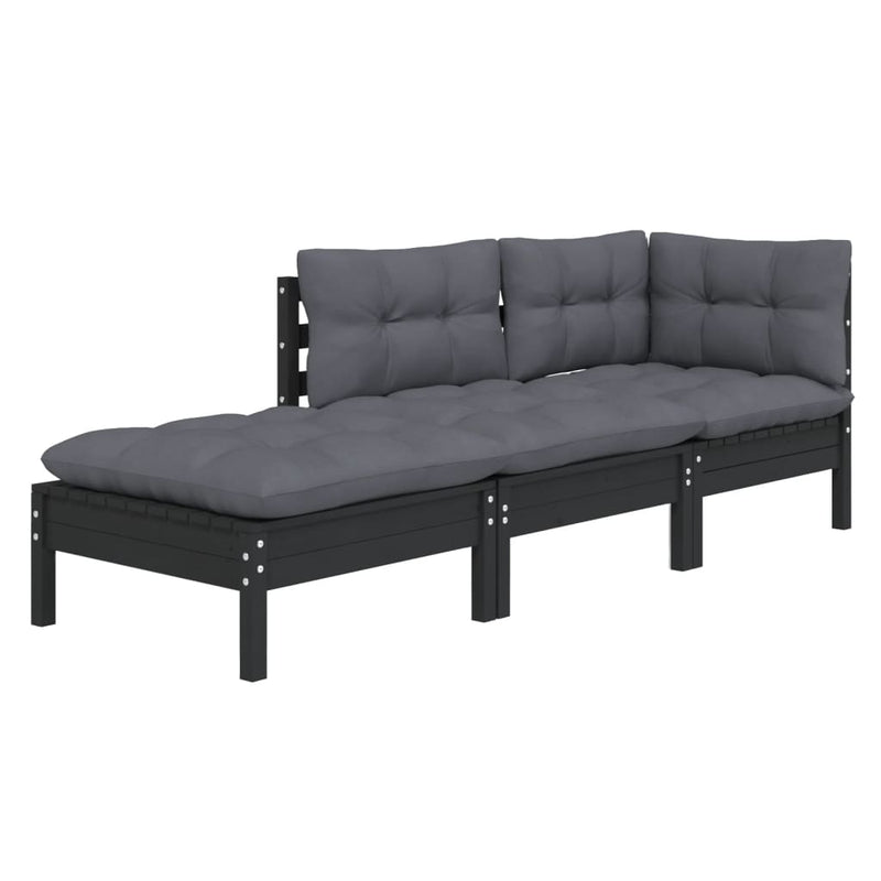 vidaXL 3 Piece Garden Lounge Set with Cushions Solid Wood Pine