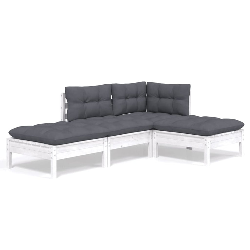 vidaXL 4 Piece Garden Lounge Set with Cushions Solid Pinewood