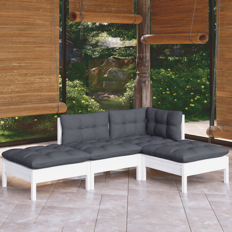vidaXL 4 Piece Garden Lounge Set with Cushions Solid Pinewood