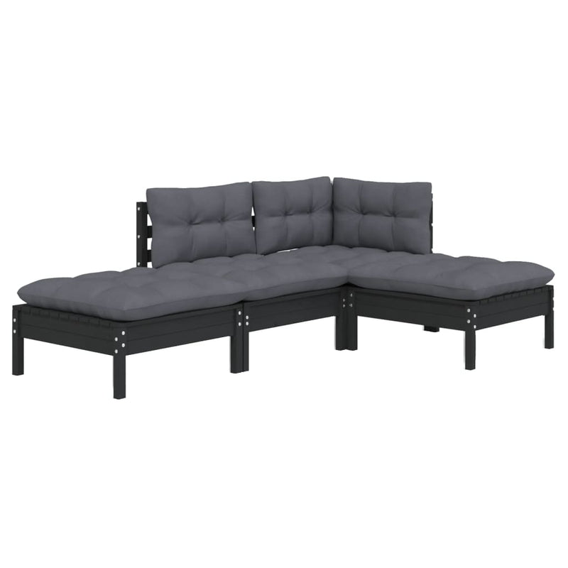 vidaXL 4 Piece Garden Lounge Set with Cushions Solid Pinewood