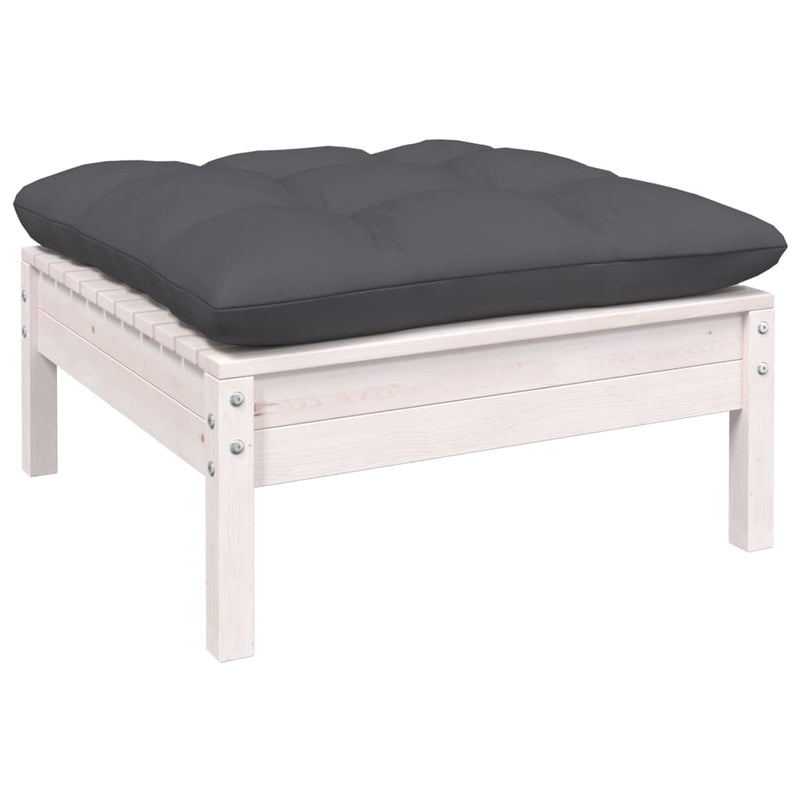 vidaXL 4 Piece Garden Lounge Set with Cushions White Pinewood