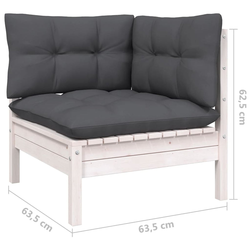 vidaXL 4 Piece Garden Lounge Set with Cushions White Pinewood