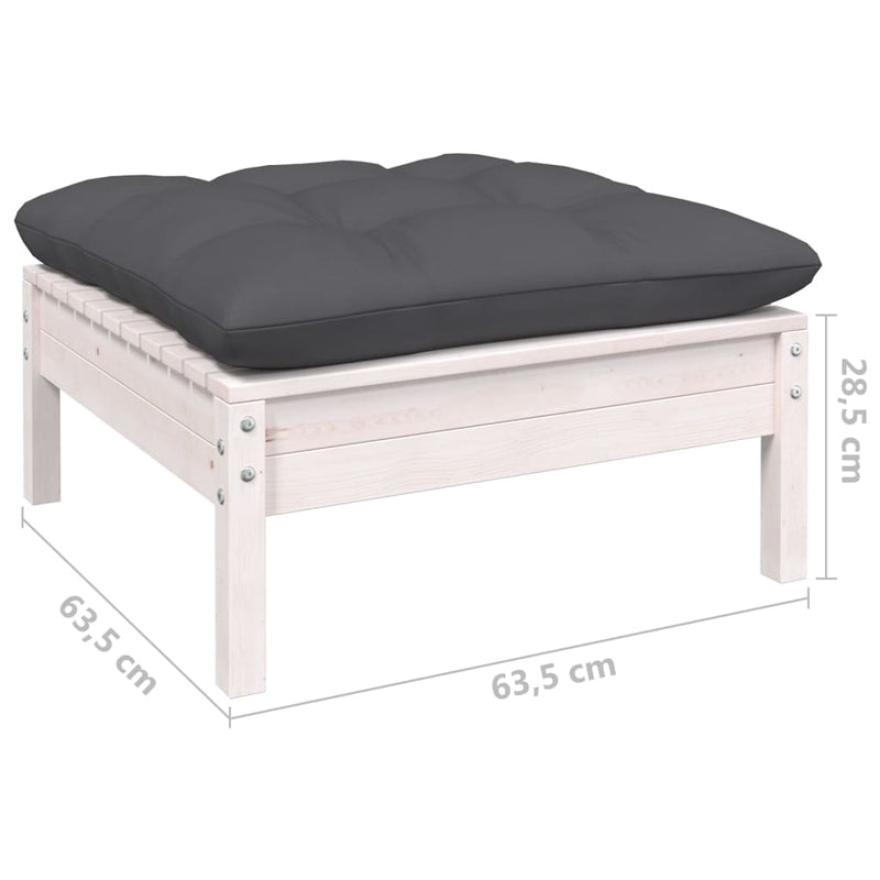 vidaXL 4 Piece Garden Lounge Set with Cushions White Pinewood