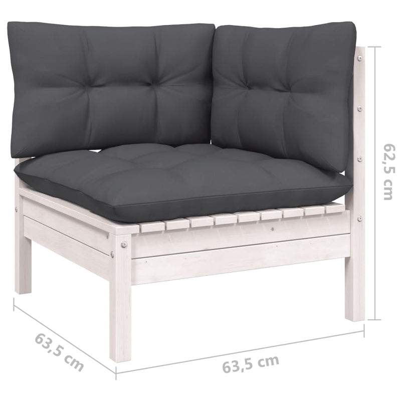 vidaXL 4 Piece Garden Lounge Set with Cushions White Pinewood