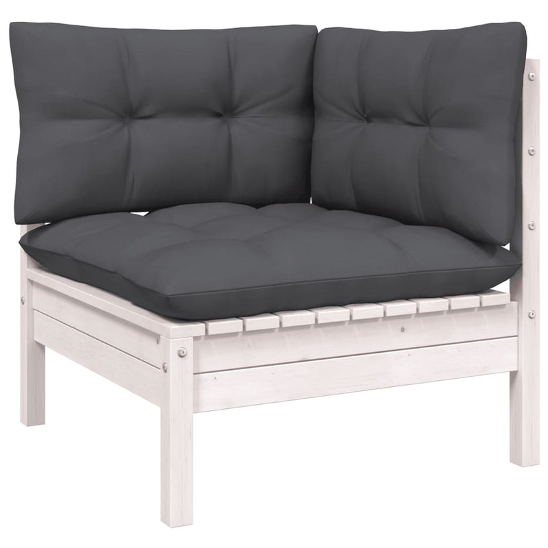 vidaXL 4 Piece Garden Lounge Set with Cushions White Pinewood