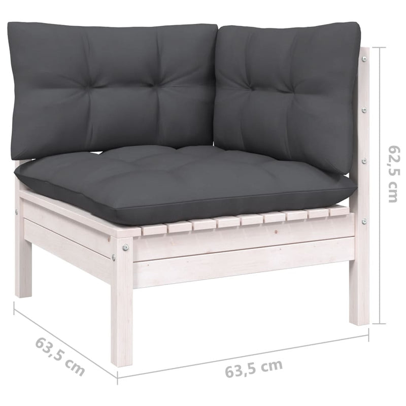 vidaXL 4 Piece Garden Lounge Set with Cushions White Pinewood