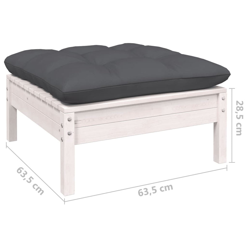 vidaXL 8 Piece Garden Lounge Set with Cushions White Pinewood