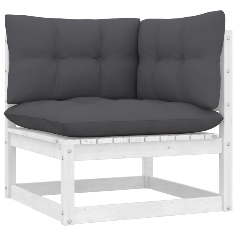 vidaXL 9 Piece Garden Lounge Set with Cushions White Solid Pinewood