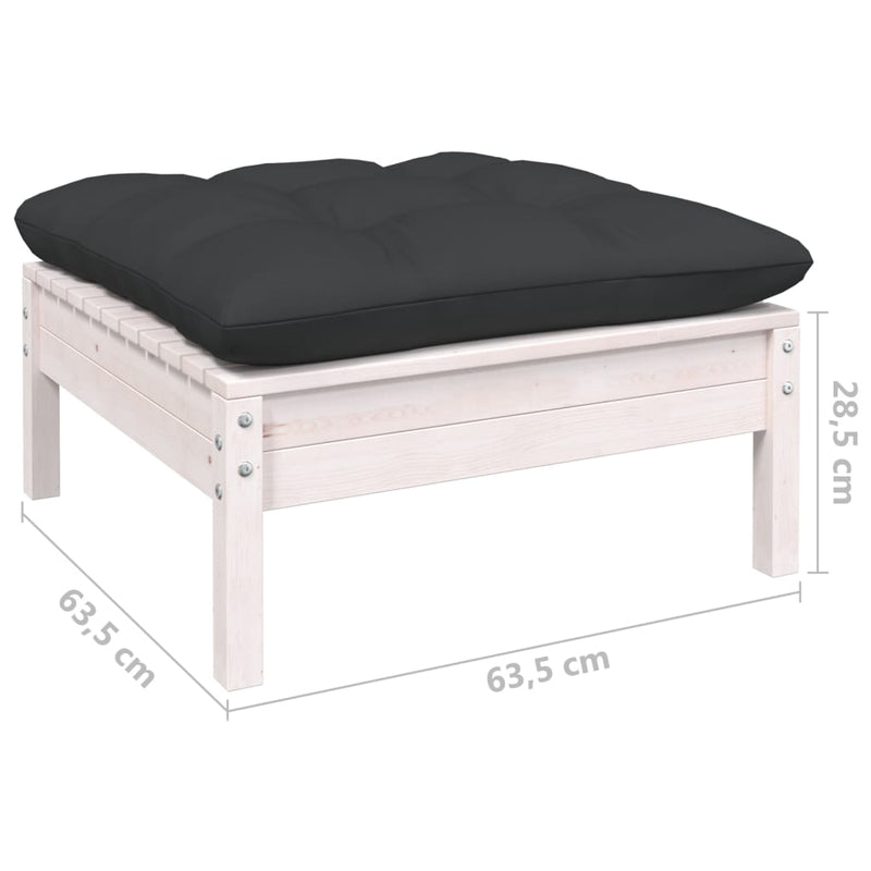 vidaXL 10 Piece Garden Lounge Set with Cushions White Solid Pinewood