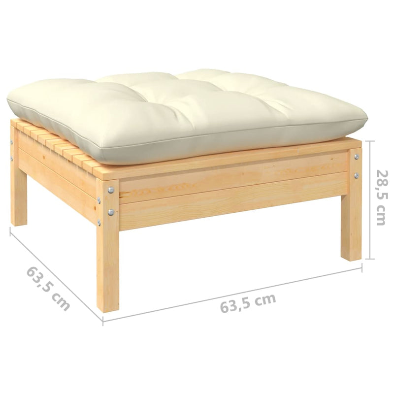 vidaXL 11 Piece Garden Lounge Set with Cream Cushions Pinewood