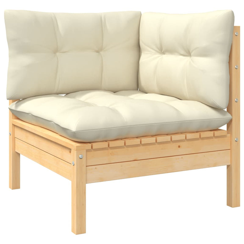 vidaXL 6 Piece Garden Lounge Set with Cream Cushions Pinewood