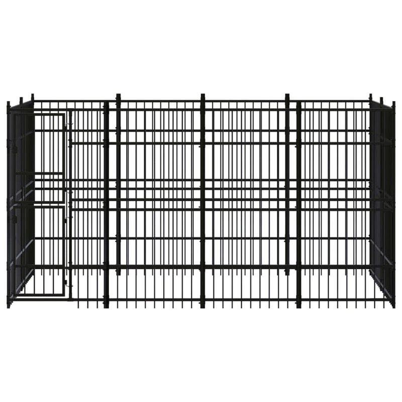vidaXL Outdoor Dog Kennel Steel 7.37 m²