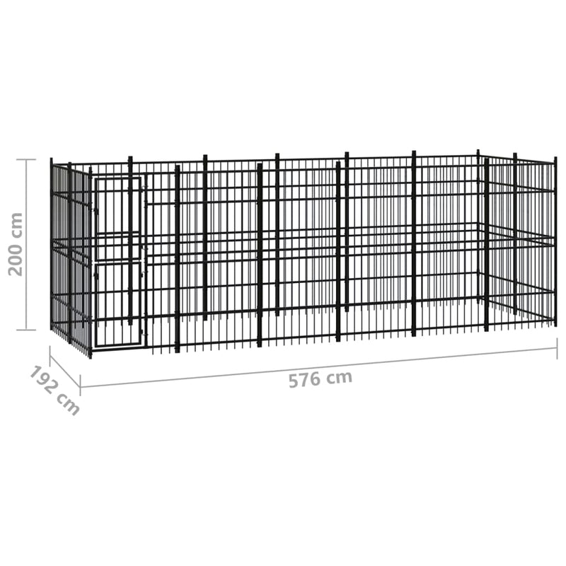 vidaXL Outdoor Dog Kennel Steel 11.06 m²