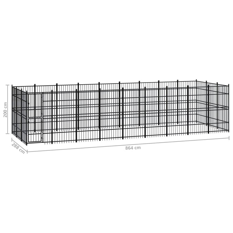 vidaXL Outdoor Dog Kennel Steel 24.88 m²