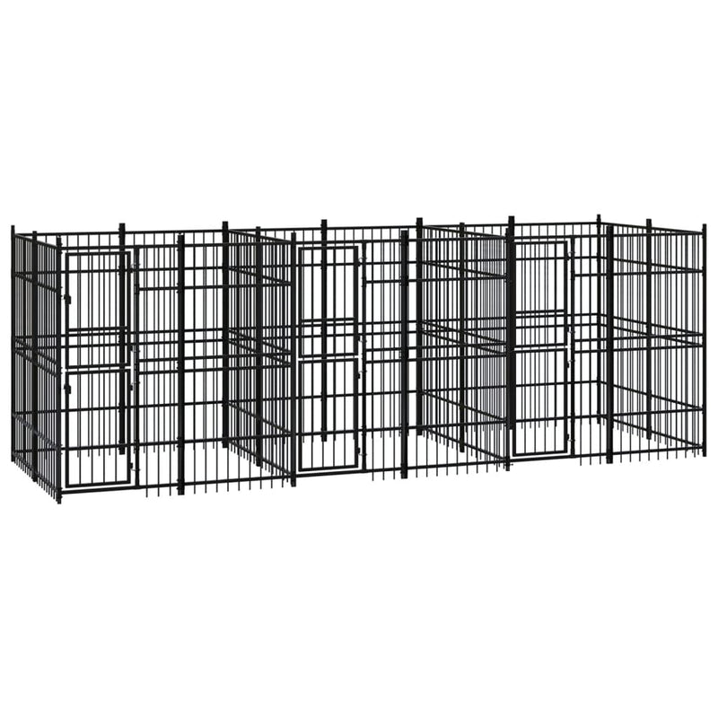vidaXL Outdoor Dog Kennel Steel 11.06 m²