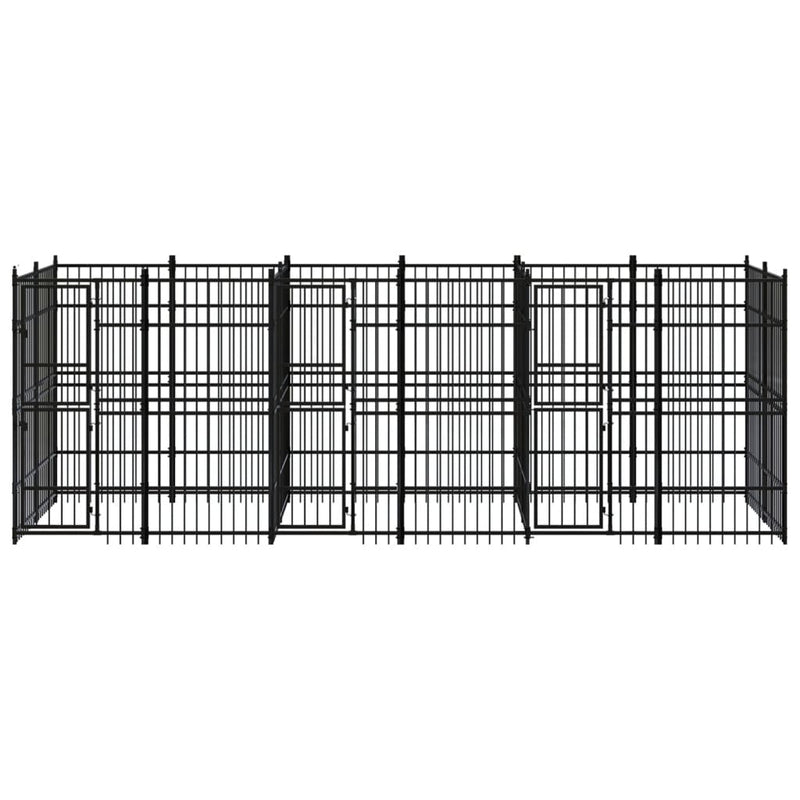 vidaXL Outdoor Dog Kennel Steel 11.06 m²