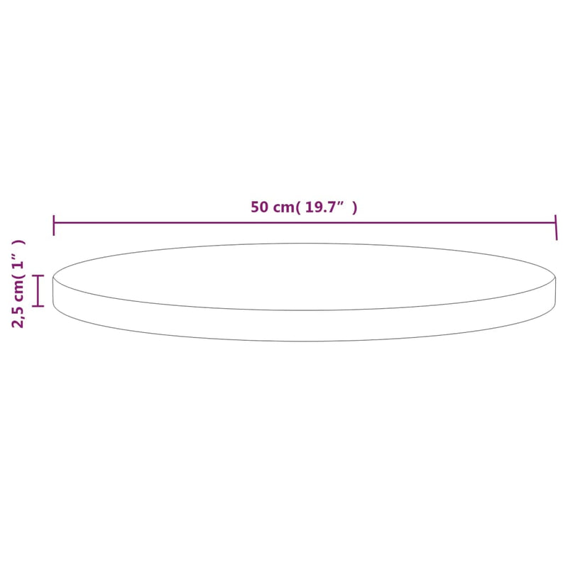 vidaXL Table Top Ø50x2.5 cm Solid Wood Pine