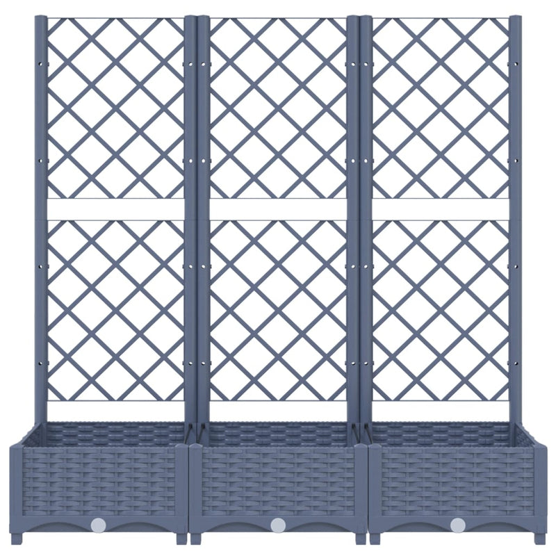 vidaXL Garden Planter with Trellis Blue Grey 120x40x121.5 cm PP