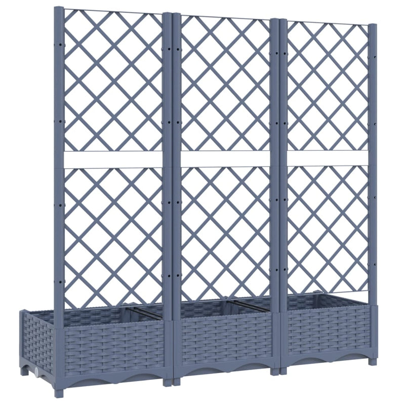 vidaXL Garden Planter with Trellis Blue Grey 120x40x121.5 cm PP