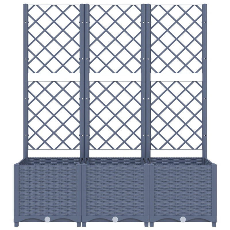 vidaXL Garden Planter with Trellis Blue Grey 120x40x136 cm PP