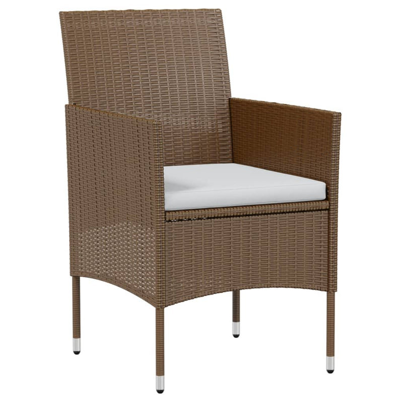 vidaXL 3 Piece Garden Dining Set Poly Rattan Brown
