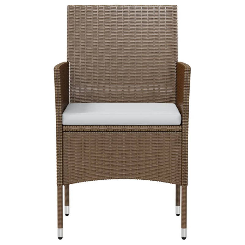 vidaXL 3 Piece Garden Dining Set Poly Rattan Brown
