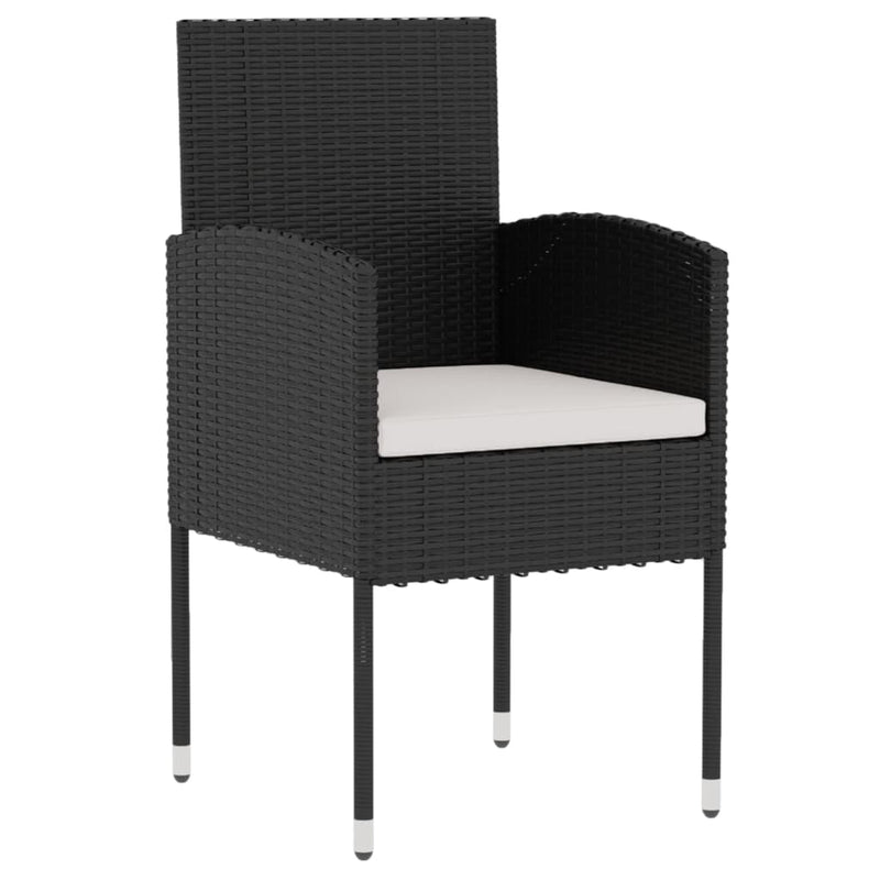 vidaXL 3 Piece Garden Dining Set Poly Rattan Black