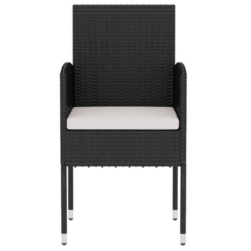 vidaXL 3 Piece Garden Dining Set Poly Rattan Black